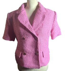 Endless Rose Tweed Double Breast Short Sleeve Blazer, Pink, Size Medium, NWT